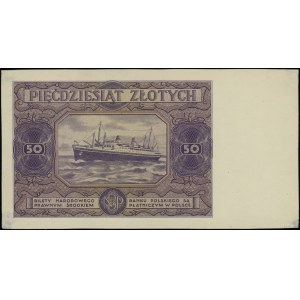 50 złotych, 15.07.1947; jednostronny druk strony odwrot...