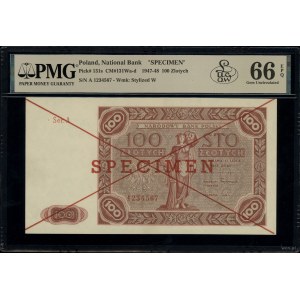 100 złotych, 15.07.1947; seria A, numeracja 1234567, po...