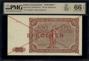 100 zloty, 15.07.1947; series A, numbering 1234567, after...