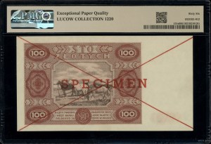 100 zloty, 15.07.1947; series A, numbering 1234567, after...