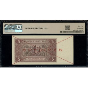 5 złotych, 1.07.1948; seria A, numeracja 1234567, po ob...