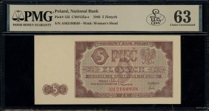 5 gold, 1.07.1948; AM series, numbering 2180938; Luco...