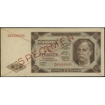 10 zlatých, 1.7.1948; séria D, číslovanie 0000000; na p....