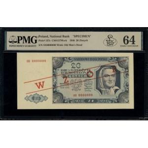 20 złotych, 1.07.1948; seria OO, numeracja 0000000, po ...