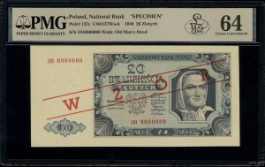 20 zloty, 1.07.1948; OO series, numbering 0000000, after ...