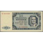 20 złotych, 1.07.1948; wzór banknotu, seria CD, numerac...