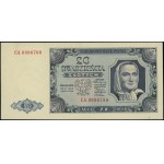 20 zlatých, 1.7.1948; séria CA, číslovanie 0096700; Luc...