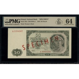50 złotych, 1.07.1948; seria A, numeracja 1234567 / 890...