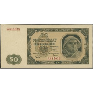 50 złotych, 1.07.1948; seria A, numeracja 815039, jedno...