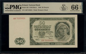 50 zloty, 1.07.1948; AB series, numbering 7135624; Luc...