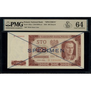 100 złotych, 1.07.1948; seria D, numeracja 123456 / 789...