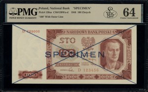 100 zloty, 1.07.1948; D series, numbering 123456 / 789....