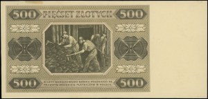 500 zloty, 1.07.1948; no series and numerac...