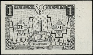 1 zloty banknote design, 1.07.1948; AB series, numbered....