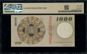 1,000 zloty, 29.10.1965; series A, numbering 0000000, ...