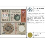 1.000 or, 29.10.1965 ; série G, numérotation 0000000 ; ...