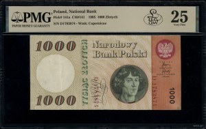 1,000 zloty, 29/10/1965; series D, numbering 1783874; ...