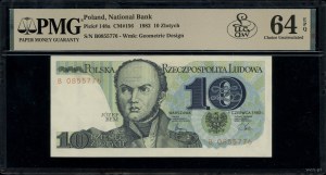 10 zloty, 1.06.1982; B series, numbering 0855776; Luco...