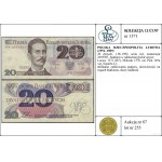 20 złotych, 1.06.1982; seria AA, numeracja 2669501, ban...