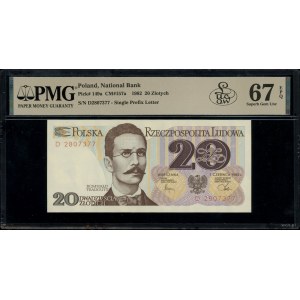 20 złotych, 1.06.1982; seria D, numeracja 2807377; Luco...