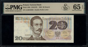 20 zloty, 1.06.1982; AA series, numbering 0818850; Luc...