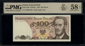 100 zloty, 17.05.1976; extremely rare AD series, num...
