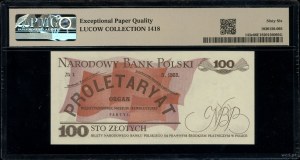 100 zloty, 1.12.1988; NR series, numbering 3183400; Lu...