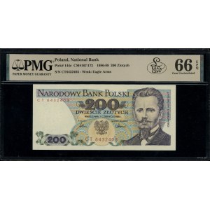 200 złotych, 1.06.1986; seria CT, numeracja 6432403; Lu...