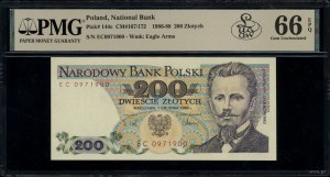 200 zloty, 1.12.1988; EC series, numbering 0971900; Lu...
