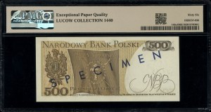 500 zloty, 16.12.1974; K series, numbering 0000000, gr....