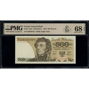 500 złotych, 16.12.1974; rzadka seria M, numeracja 5648...