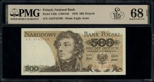 500 zloty, 15.06.1976; rare AS series, numbering 374....