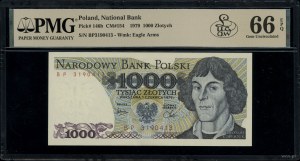 1,000 zloty, 1.06.1979; extremely rare BP series, nu...