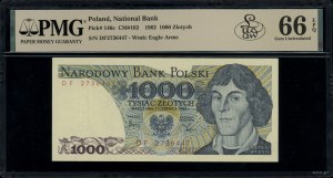 1,000 zloty, 1.06.1982; rare DF series, numbered 27....