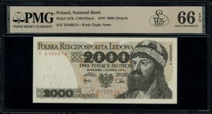 2,000 zloty, 1.06.1979; T-series, numbering 0100514; L...