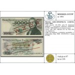 5000 zlatých, 1.6.1982; séria W, číslovanie 0000018, s...
