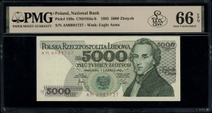 5,000 gold, 1.06.1982; very rare AM series, number...