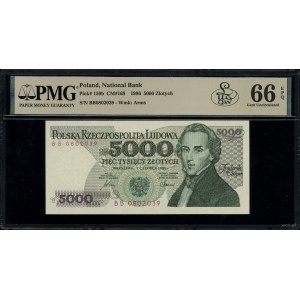 5.000 złotych, 1.06.1986; bardzo rzadka seria BB, numer...