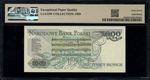 5,000 zloty, 1.12.1988; CP series, numbering 7611870; ...