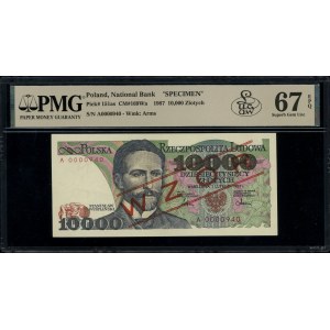 10 000 zlatých, 1.2.1987; séria A, číslo 0000940, ...
