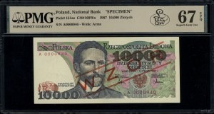 10,000 zloty, 1.02.1987; series A, numbering 0000940, ...