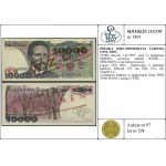 10 000 zlatých, 1.2.1987; séria A, číslo 0000940, ...