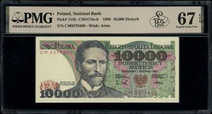 10,000 zloty, 1.12.1988; rare CM series, numbering 0....