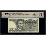10.000 złotych, 1.12.1988; rzadka seria CM, numeracja 0...