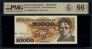 20,000 zloty, 1.02.1989; series A, numbering 0000000, ...