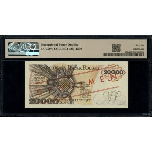 20.000 złotych, 1.02.1989; seria A, numeracja 0000000, ...
