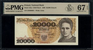 20,000 zloty, 1.02.1989; rarer D series, numbering 5....