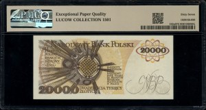 20,000 zloty, 1.02.1989; rarer D series, numbering 5....
