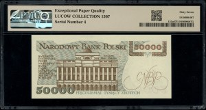 50,000 zloty, 1.12.1989; rarer N series, very low...