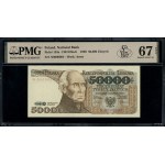 50.000 złotych, 1.12.1989; rzadsza seria N, bardzo nisk...